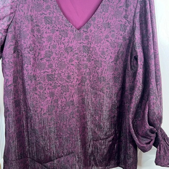 Halogen Purple V-Neck Blouse - Picture 4 of 10